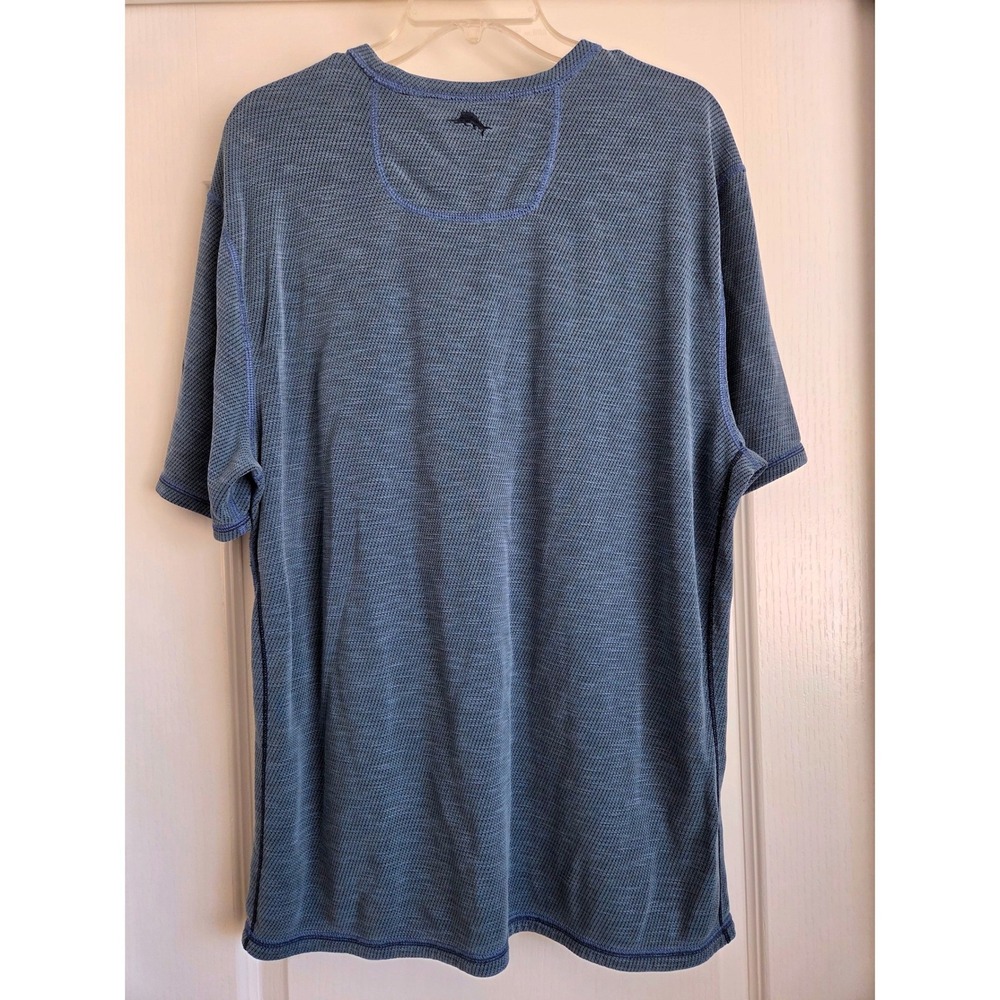 Tommy Bahama Mens IslandZone Reversible T-Shirt Blue Textured Short Sleeve Sz‎ L - Picture 2 of 8